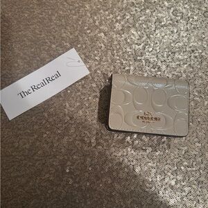 New Coach White Bifold Embossed Wallet